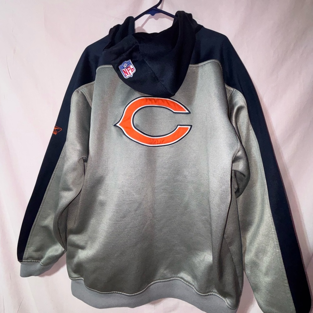 Chicago Bears Reebok Cold Weather Hoodie Silver & Navy – Size XL – NFL - Picture 12 of 14